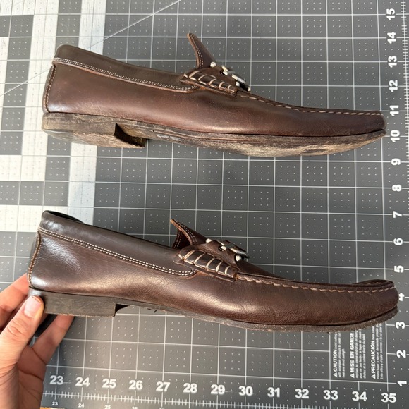 Donald J Pliner Dacio Brown Italian Leather Bit Loafers Mens 10.5 M Equestrian main image 5